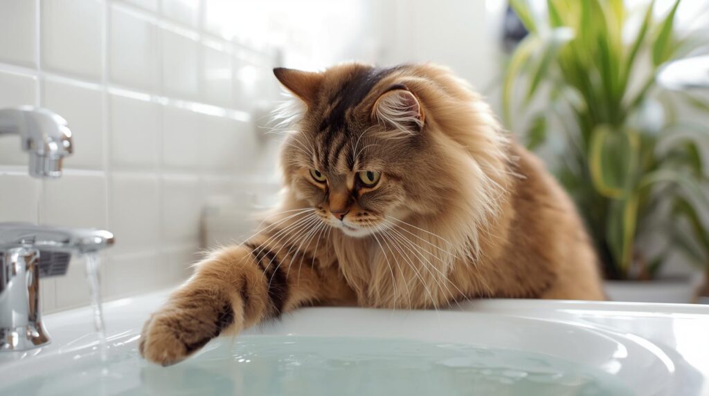 maine coon and water